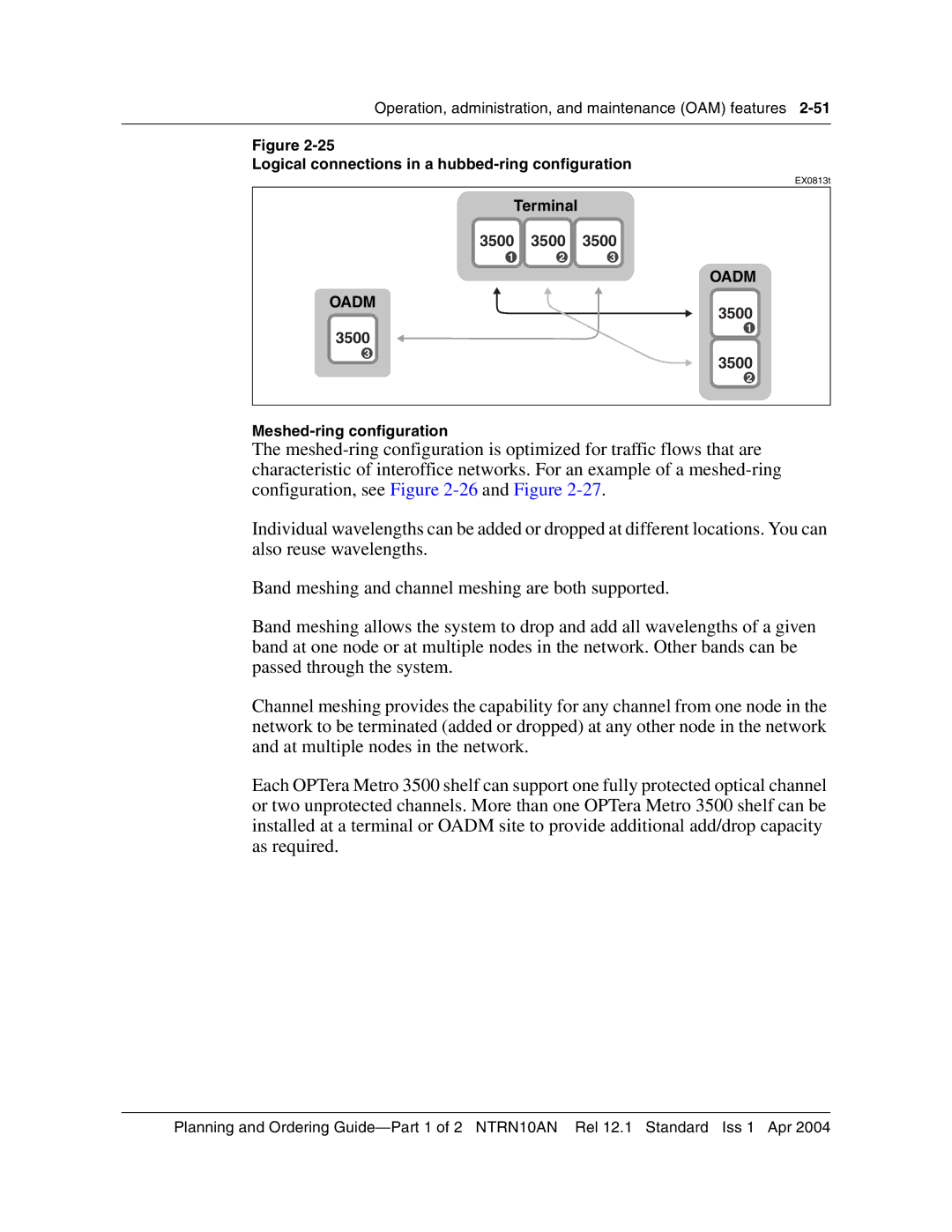 Nortel Networks NTRN10AN manual Logical connections in a hubbed-ring configuration, 3500 3500, Meshed-ring configuration 