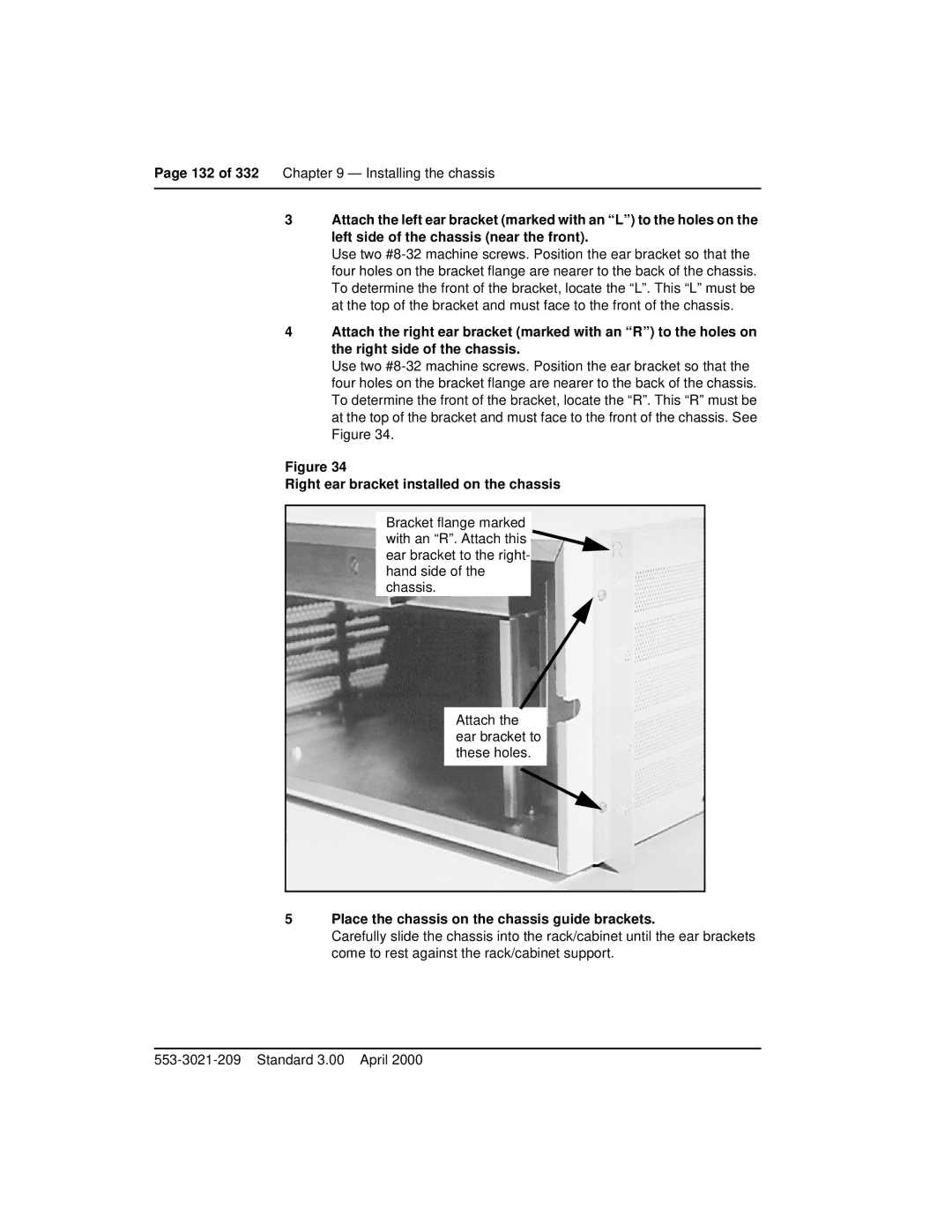 Nortel Networks Option 11C Mini manual Right ear bracket installed on the chassis 