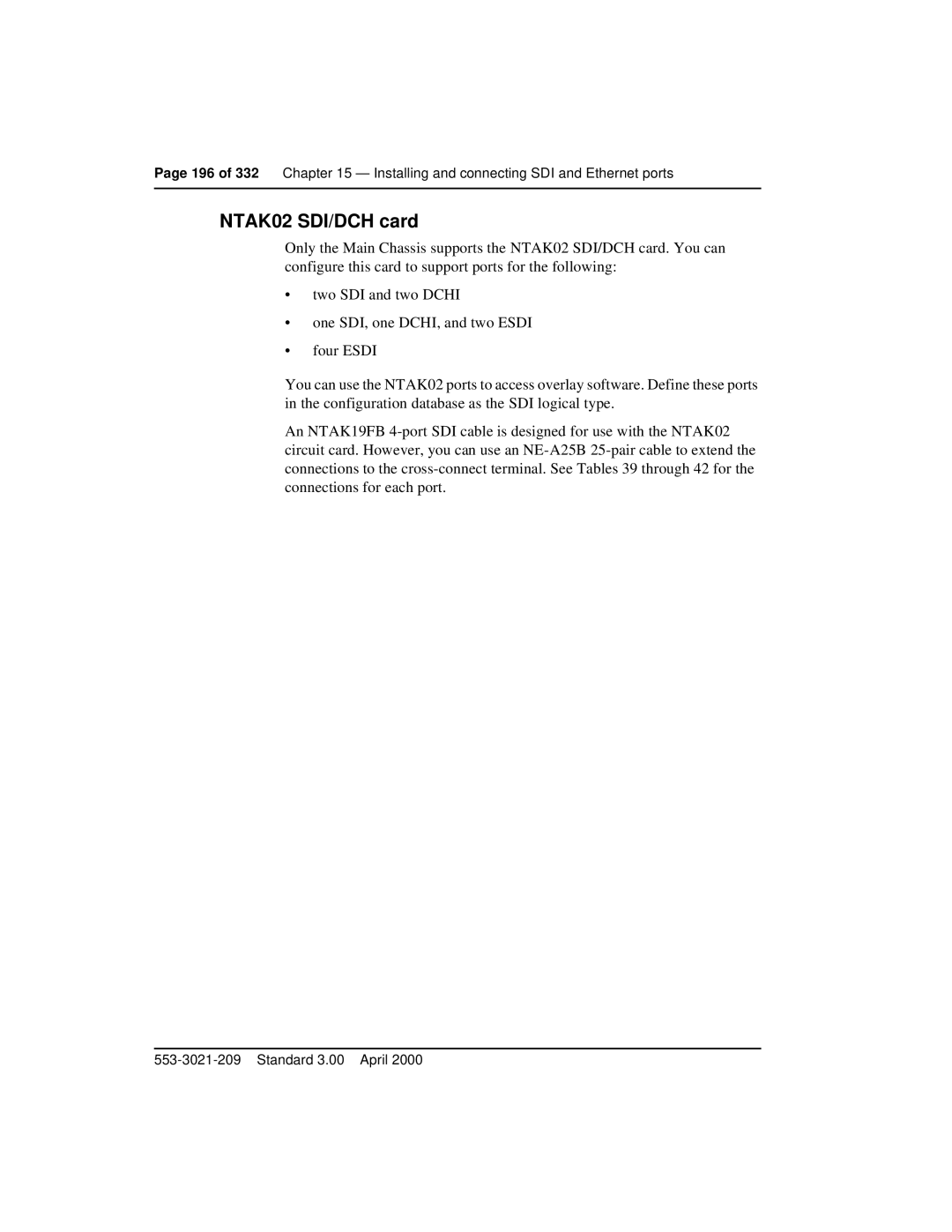 Nortel Networks Option 11C Mini manual 196 of 332 Installing and connecting SDI and Ethernet ports 