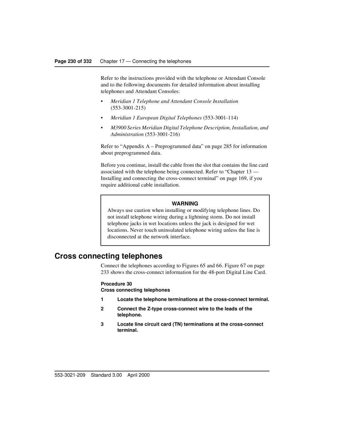 Nortel Networks Option 11C Mini manual Cross connecting telephones 