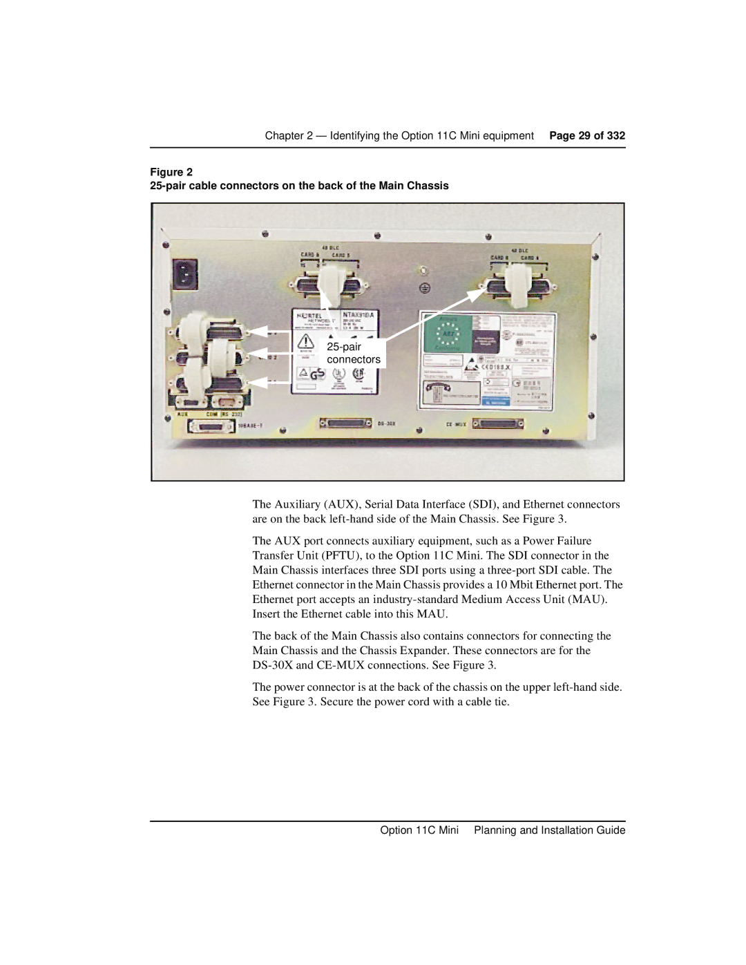 Nortel Networks Option 11C Mini manual Pair connectors 