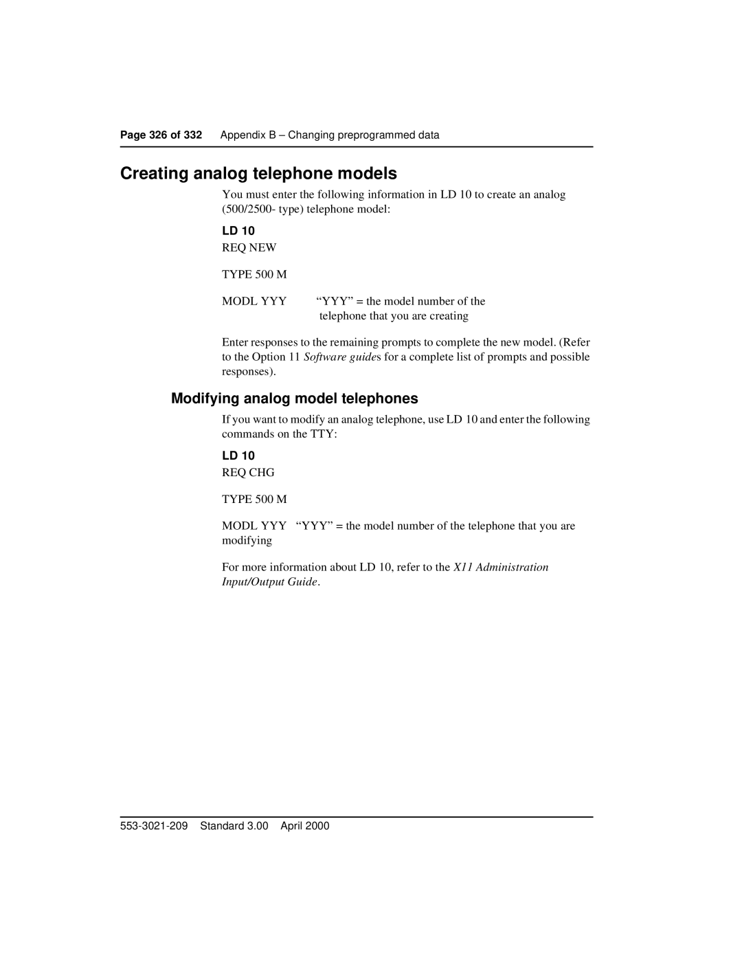 Nortel Networks Option 11C Mini manual Creating analog telephone models, Modifying analog model telephones 