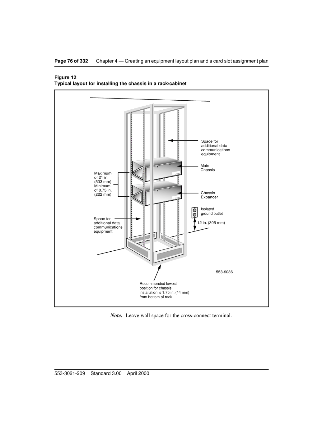 Nortel Networks Option 11C Mini manual Typical layout for installing the chassis in a rack/cabinet 