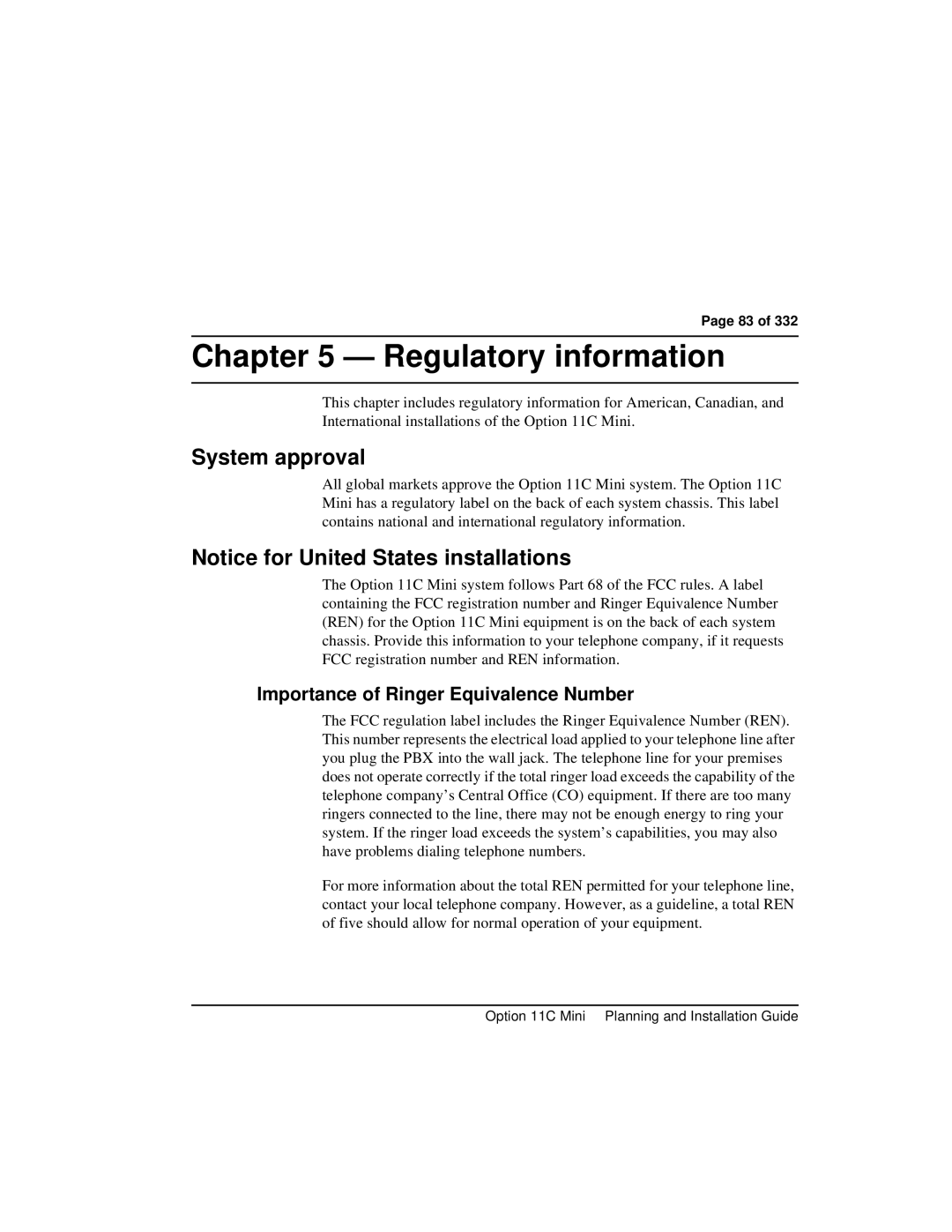 Nortel Networks Option 11C Mini manual Regulatory information, System approval, Importance of Ringer Equivalence Number 