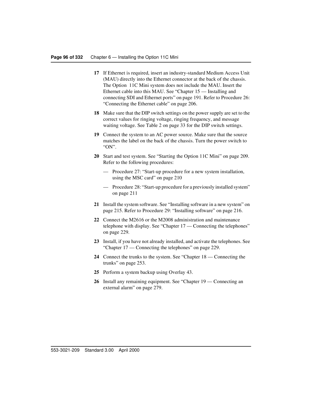 Nortel Networks manual 96 of 332 Installing the Option 11C Mini 