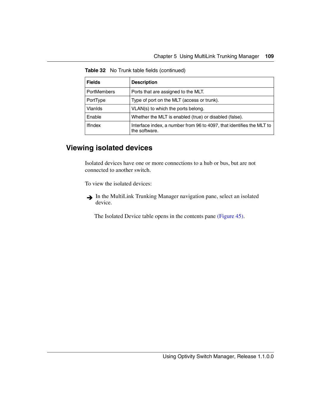 Nortel Networks Optivity Switch manual Viewing isolated devices 