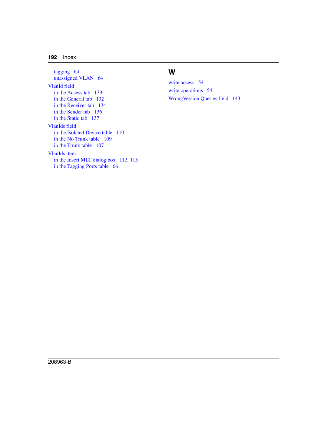 Nortel Networks Optivity Switch manual Index 