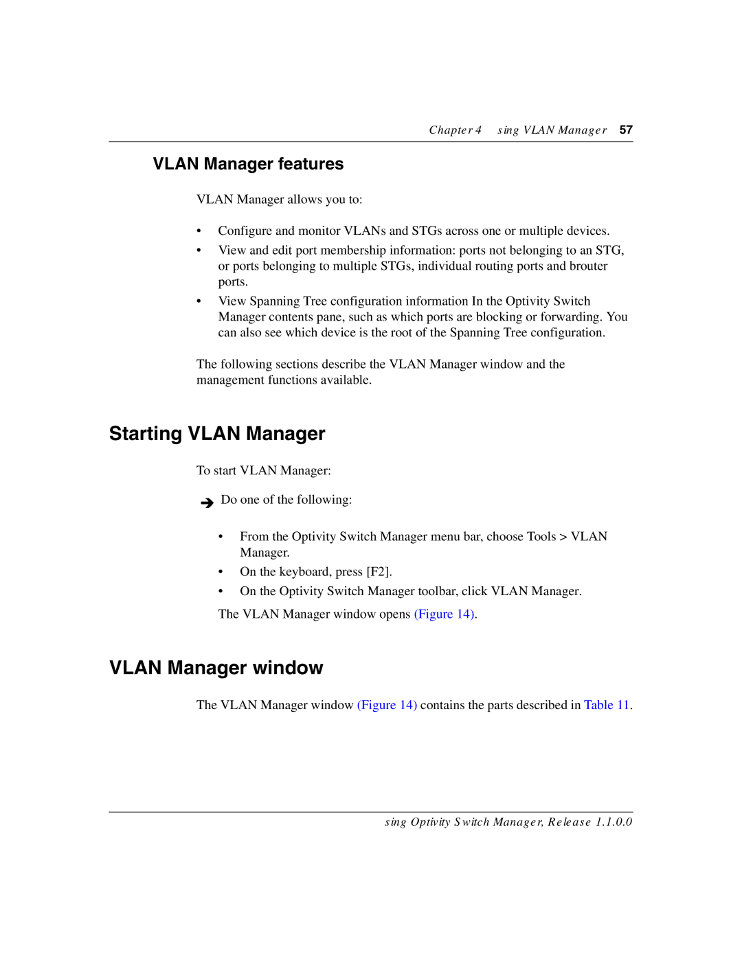 Nortel Networks Optivity Switch manual Starting Vlan Manager, Vlan Manager window, Vlan Manager features 