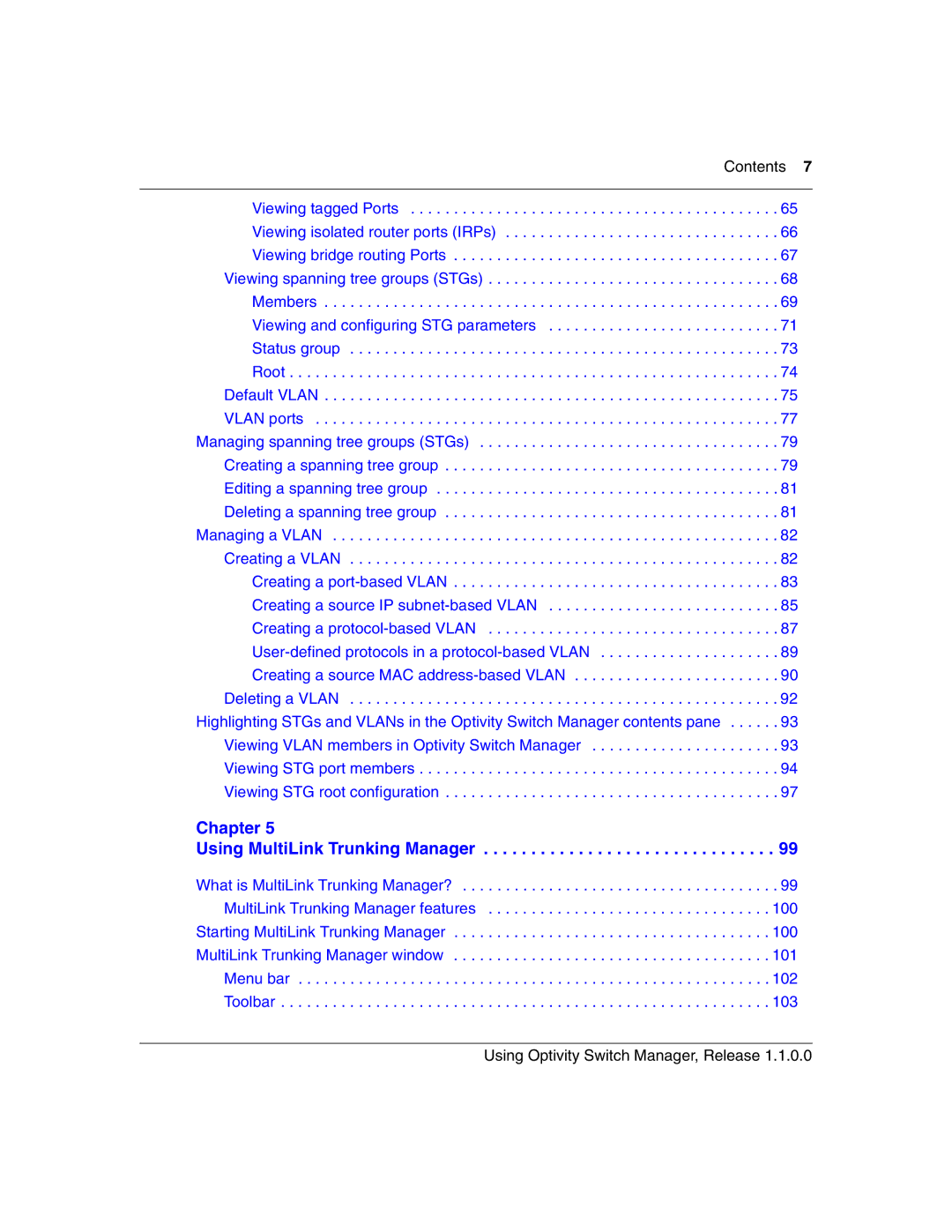 Nortel Networks Optivity Switch manual Chapter Using MultiLink Trunking Manager 