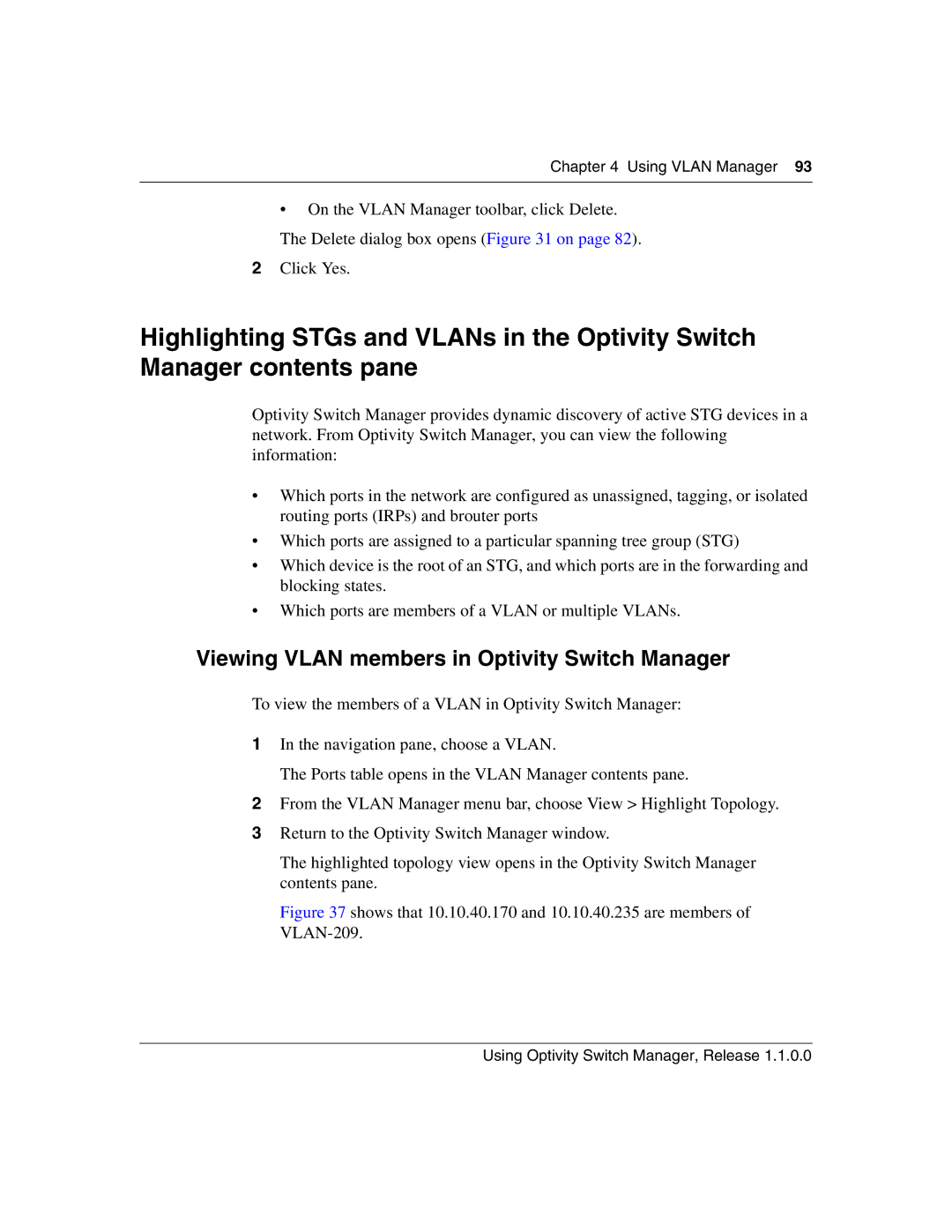 Nortel Networks manual Viewing Vlan members in Optivity Switch Manager 