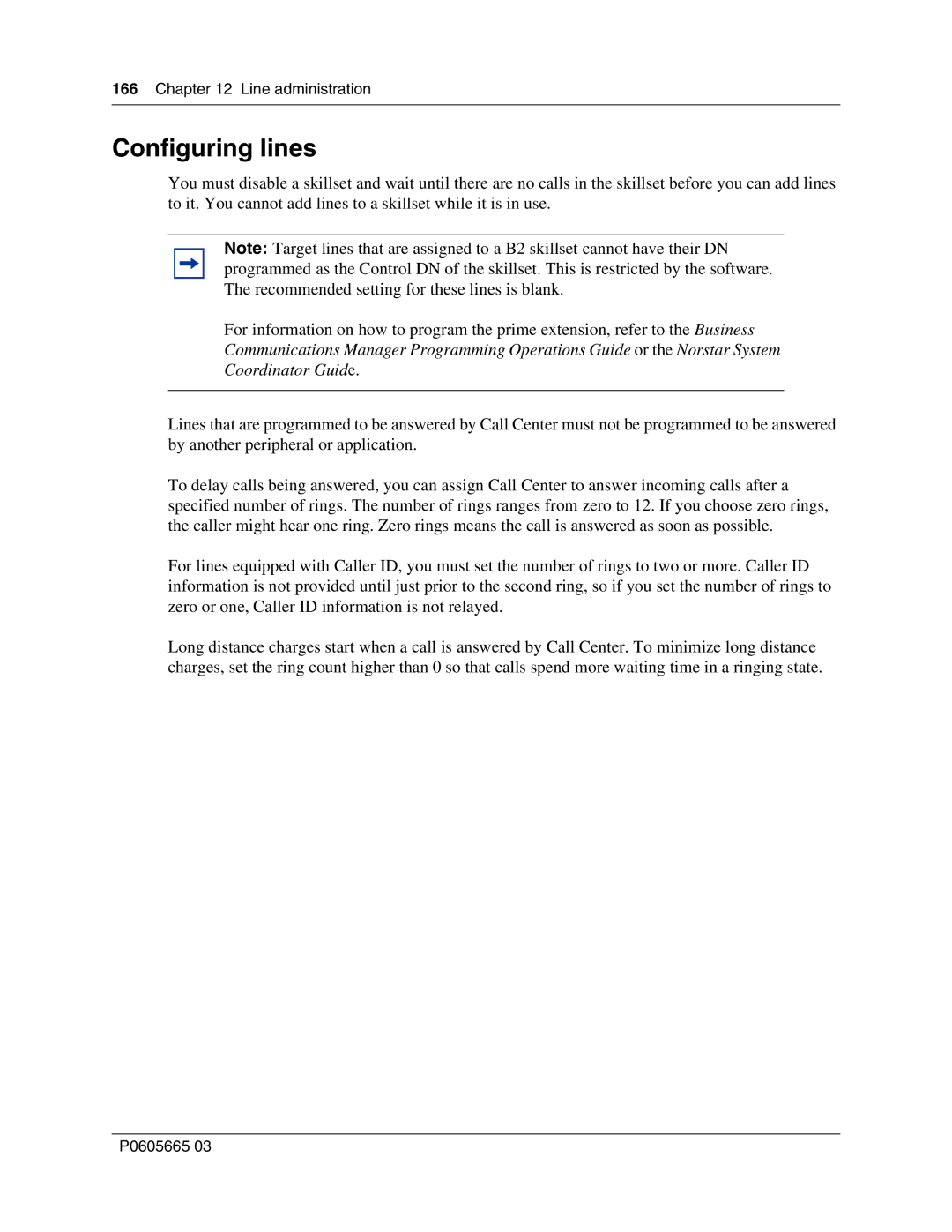 Nortel Networks P0605665 03 manual Configuring lines 