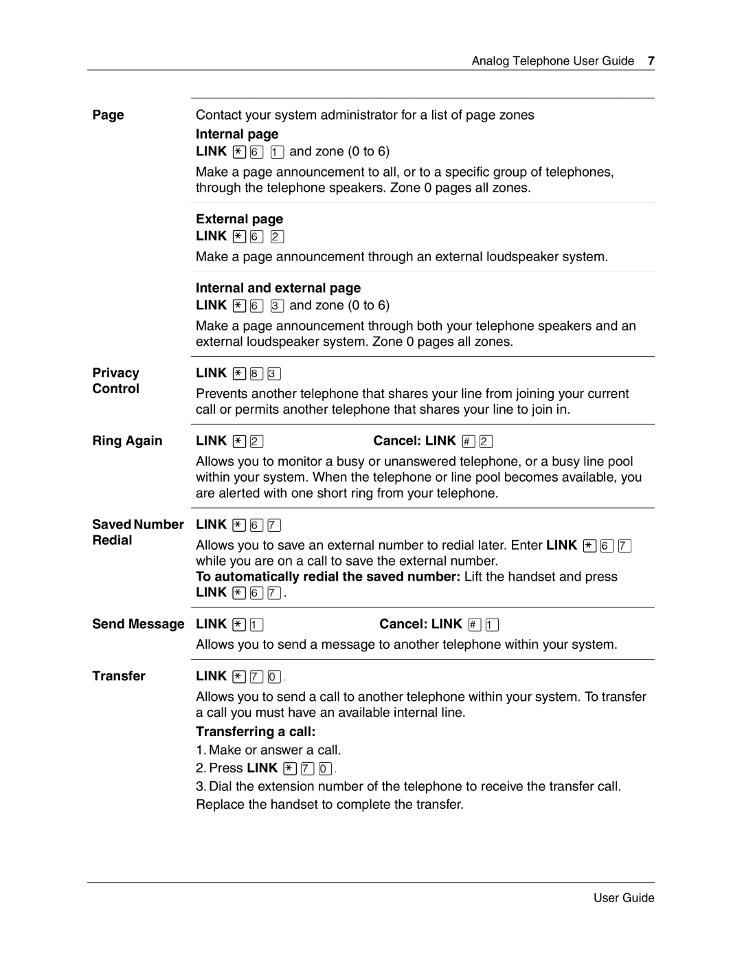 Nortel Networks P0609347 02 manual Privacy Control Ring Again, External Link ﬂ¤, Internal and external, Link ‹, Link ﬂ‡ 