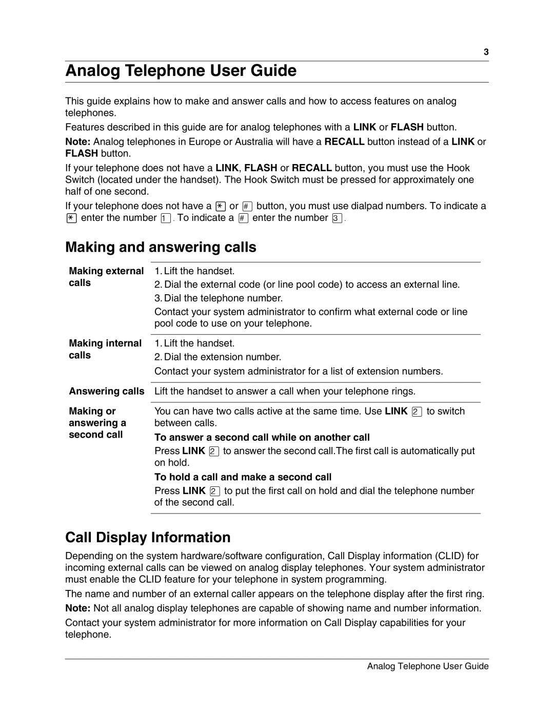 Nortel Networks P0609347 02 Making and answering calls, Call Display Information, To hold a call and make a second call 