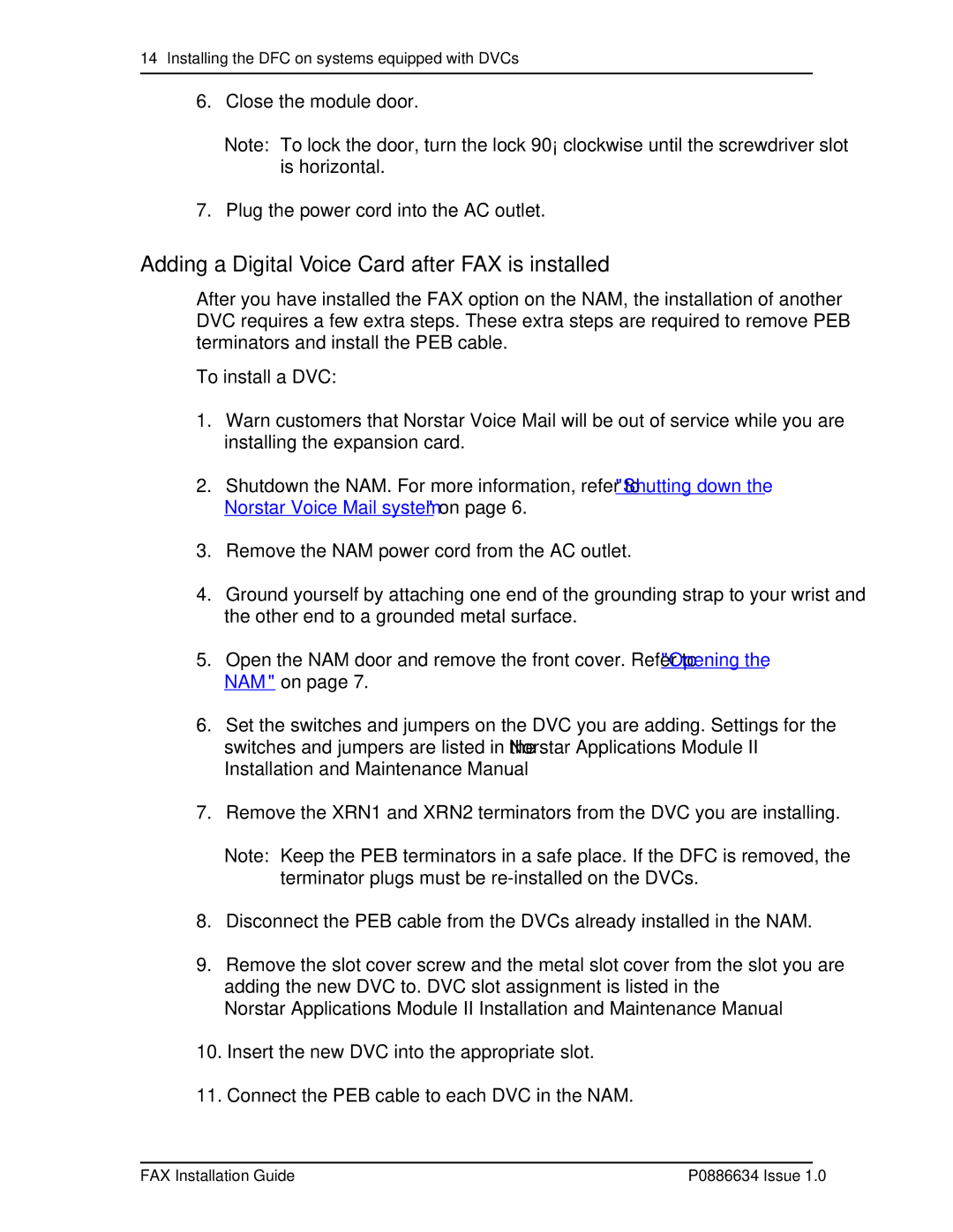 Nortel Networks P0886634 manual Adding a Digital Voice Card after FAX is installed 