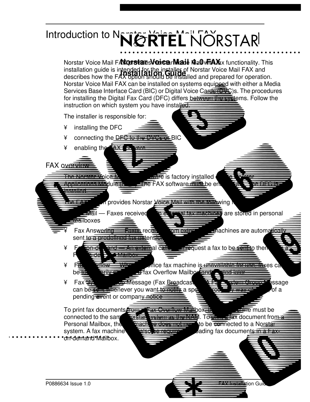 Nortel Networks P0886634 manual Introduction to Norstar Voice Mail FAX, FAX overview 