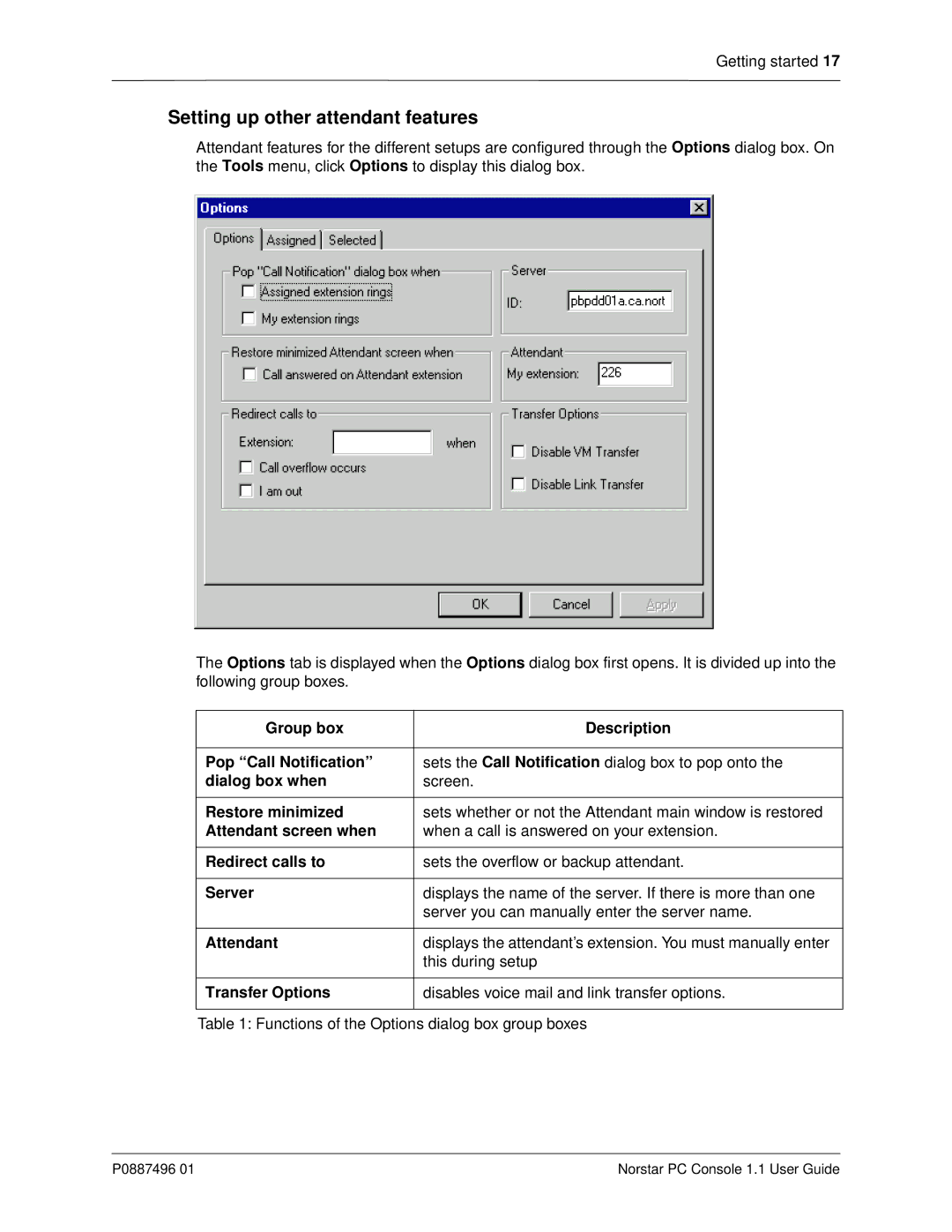 Nortel Networks P0887496 01 manual Setting up other attendant features 