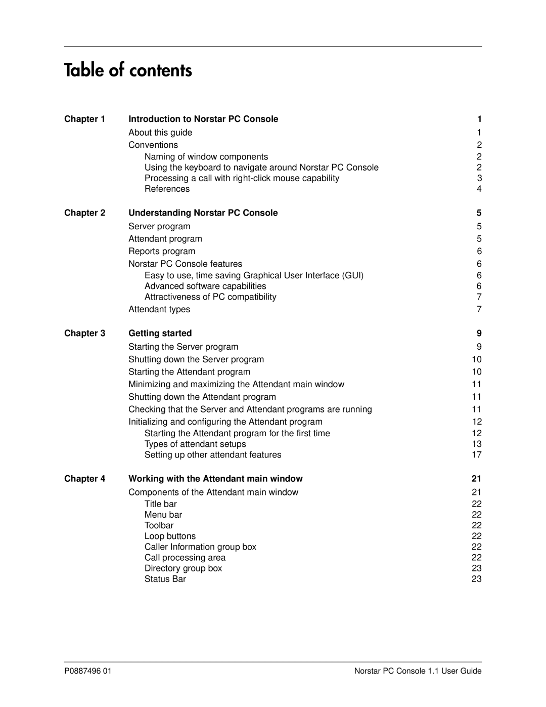 Nortel Networks P0887496 01 manual Table of contents 