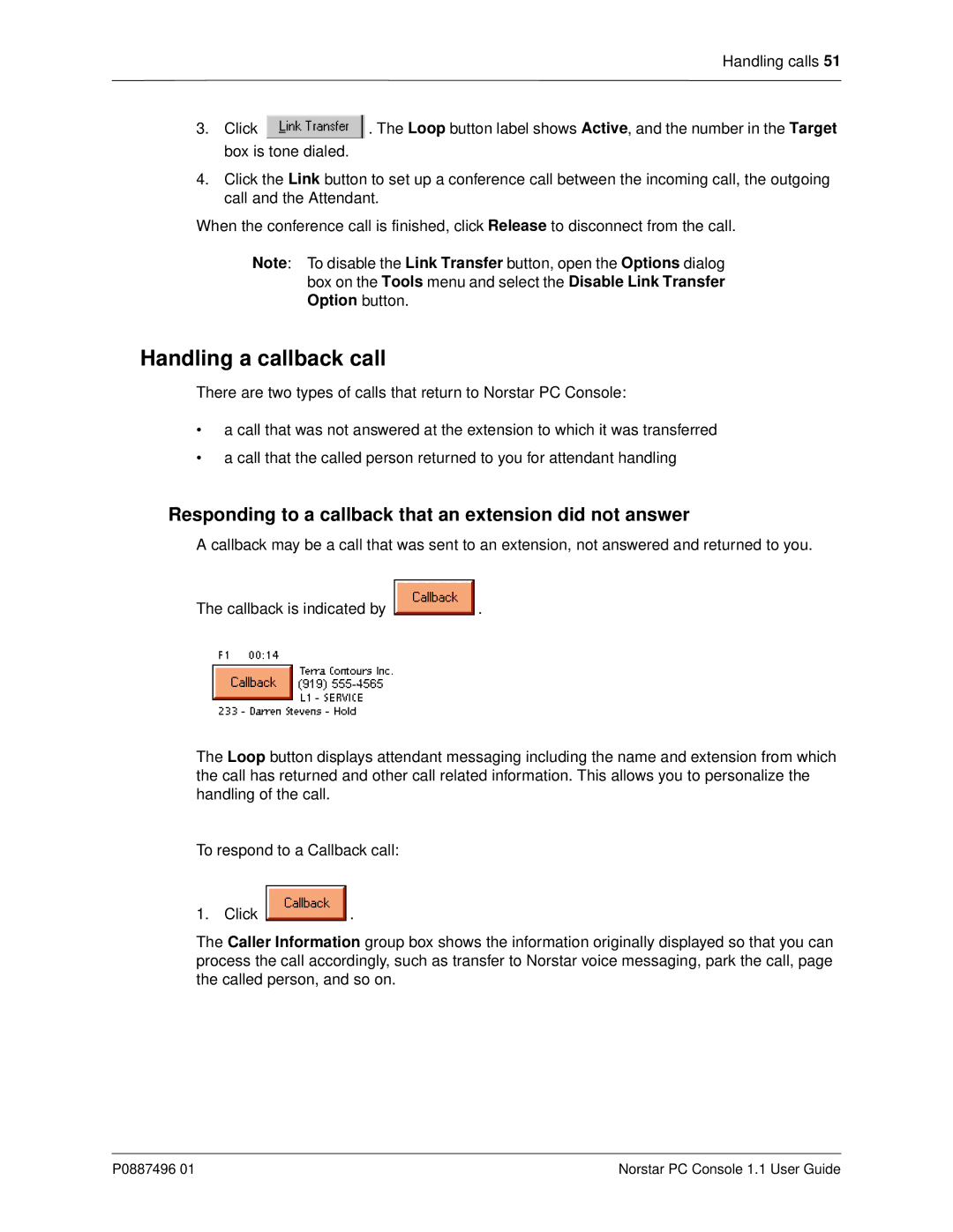 Nortel Networks P0887496 01 manual Handling a callback call, Responding to a callback that an extension did not answer 