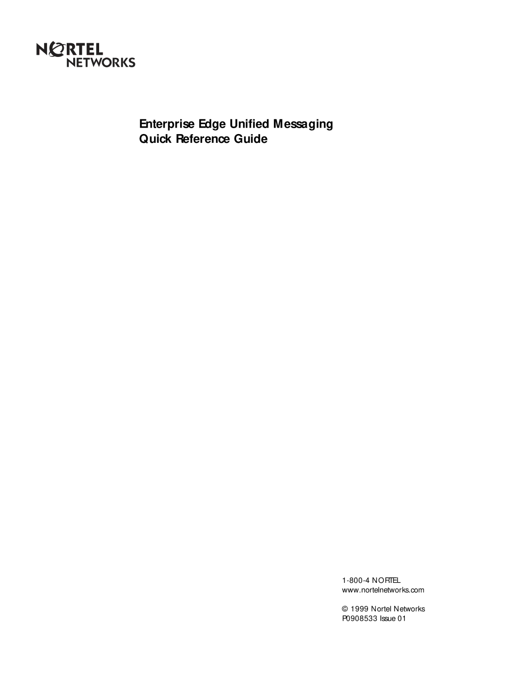 Nortel Networks P0908533 manual Enterprise Edge Unified Messaging Quick Reference Guide 