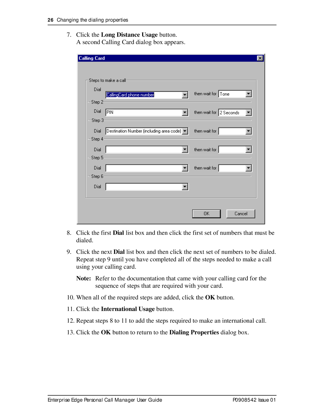 Nortel Networks P0908542 Issue 01 manual Click the Long Distance Usage button, Click the International Usage button 