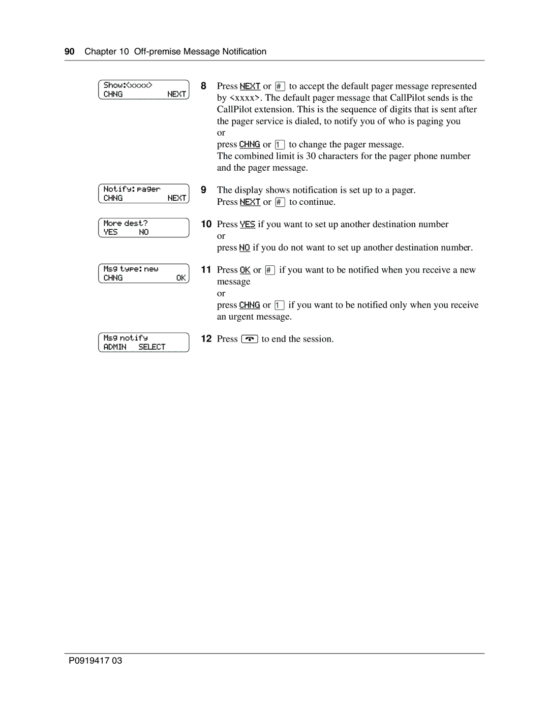 Nortel Networks P0919417 03 manual Notify pager 