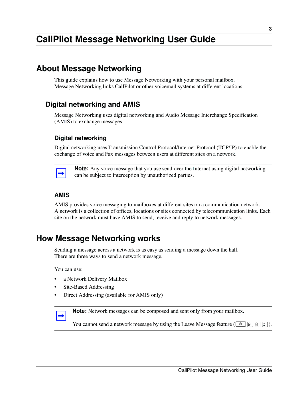 Nortel Networks P091943002 manual About Message Networking, How Message Networking works, Digital networking and Amis 