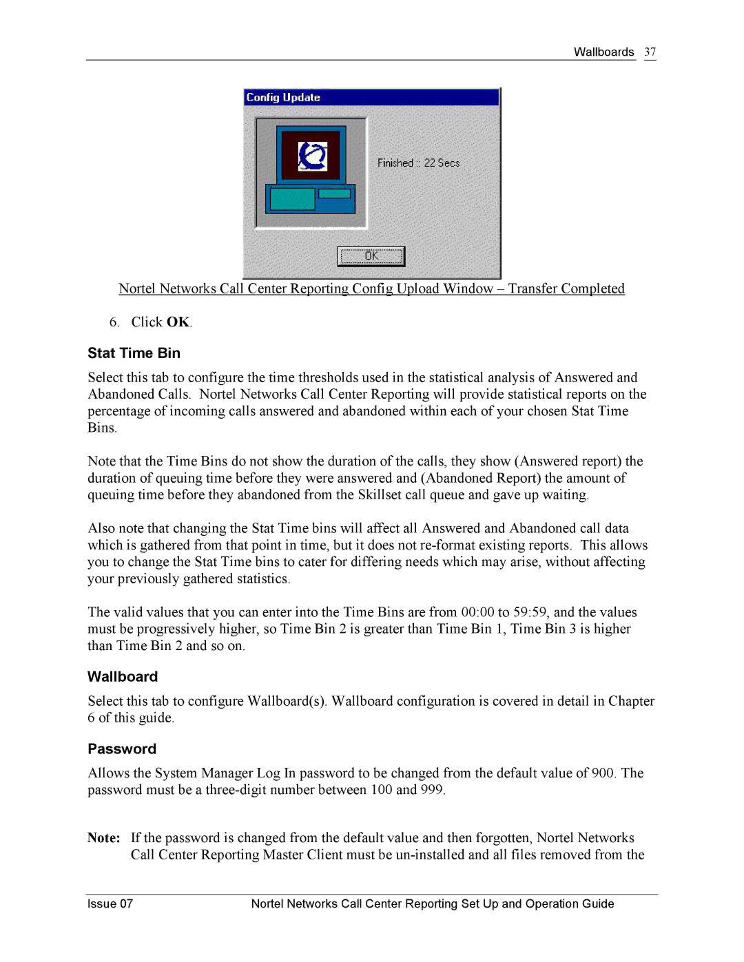 Nortel Networks P0919439 manual Stat Time Bin, Wallboard, Password 