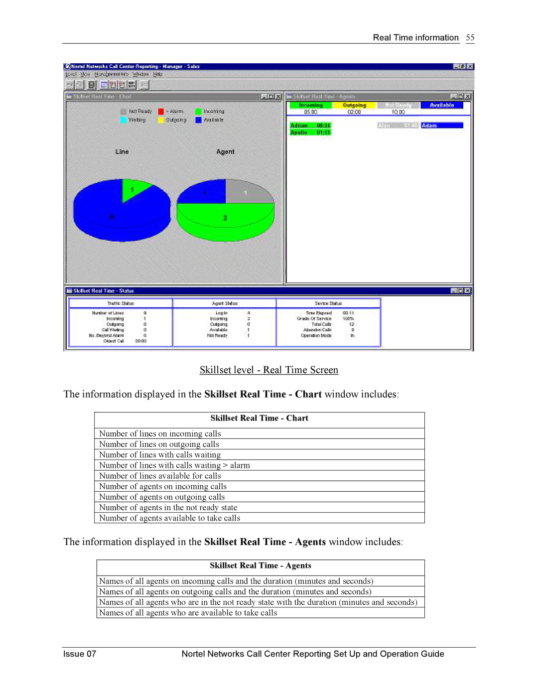 Nortel Networks P0919439 manual Skillset Real Time Chart 