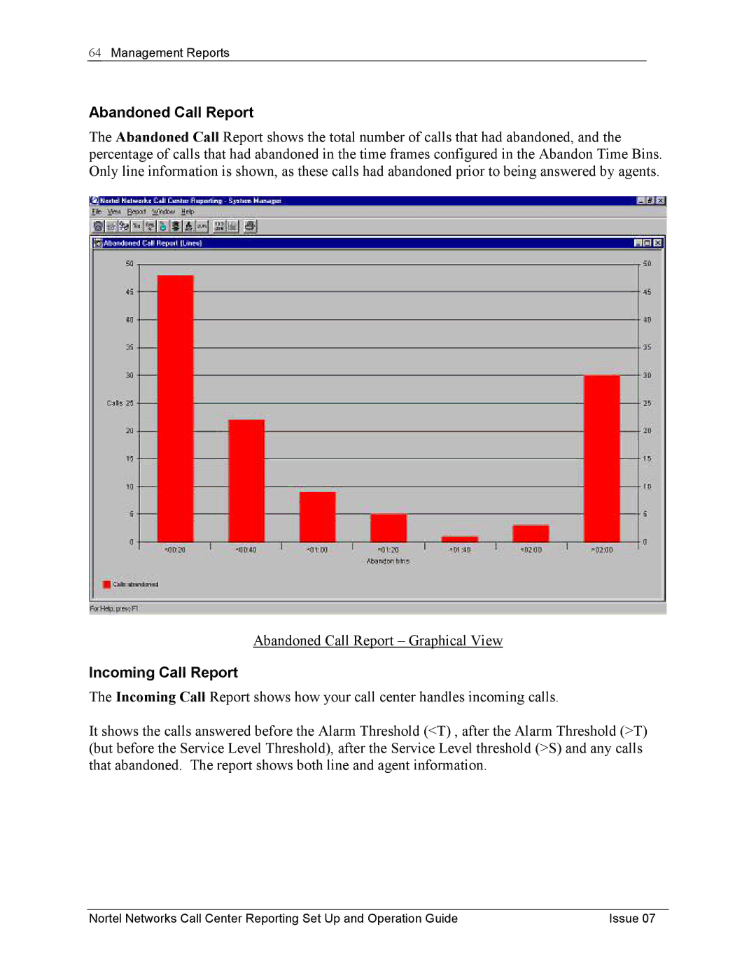 Nortel Networks P0919439 manual Abandoned Call Report, Incoming Call Report 