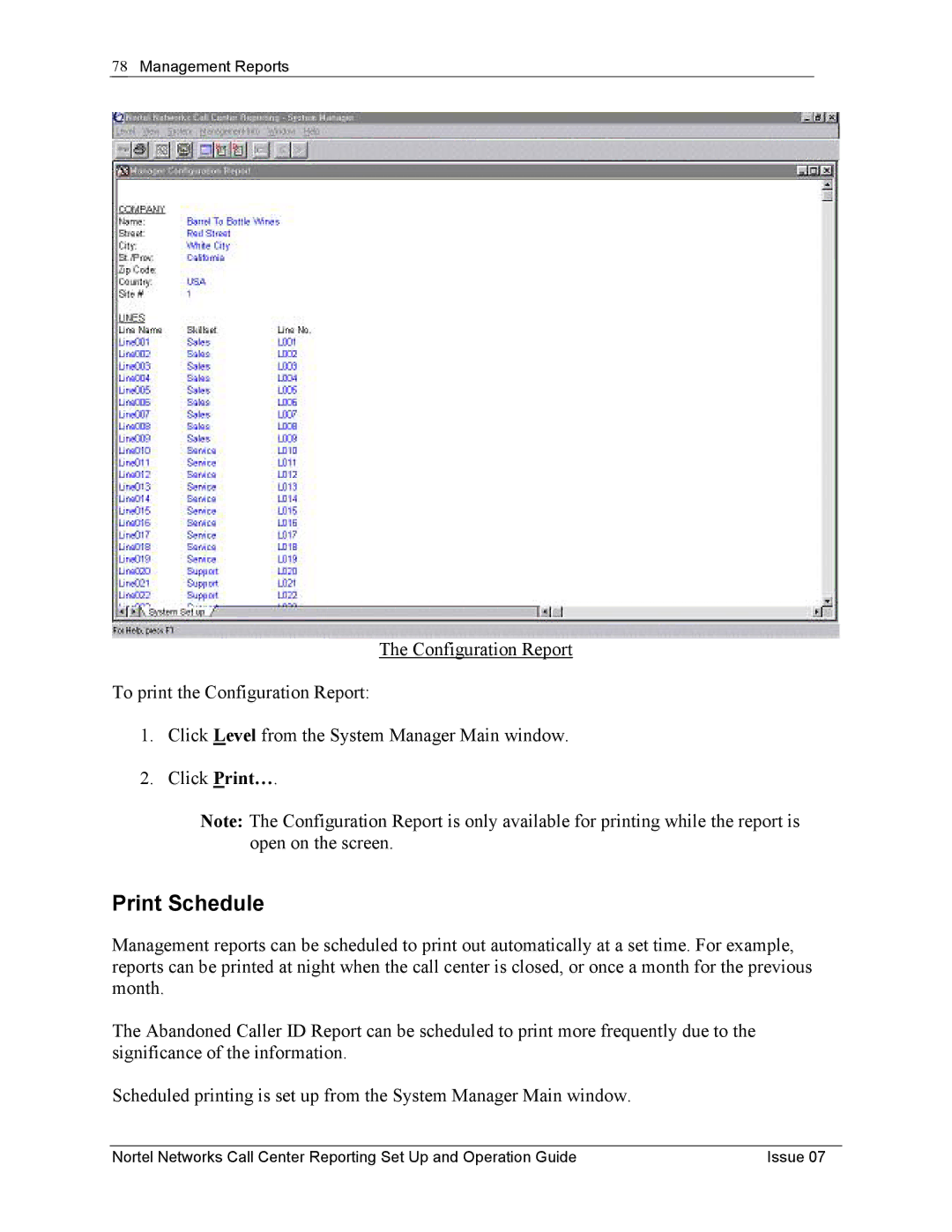 Nortel Networks P0919439 manual Print Schedule 