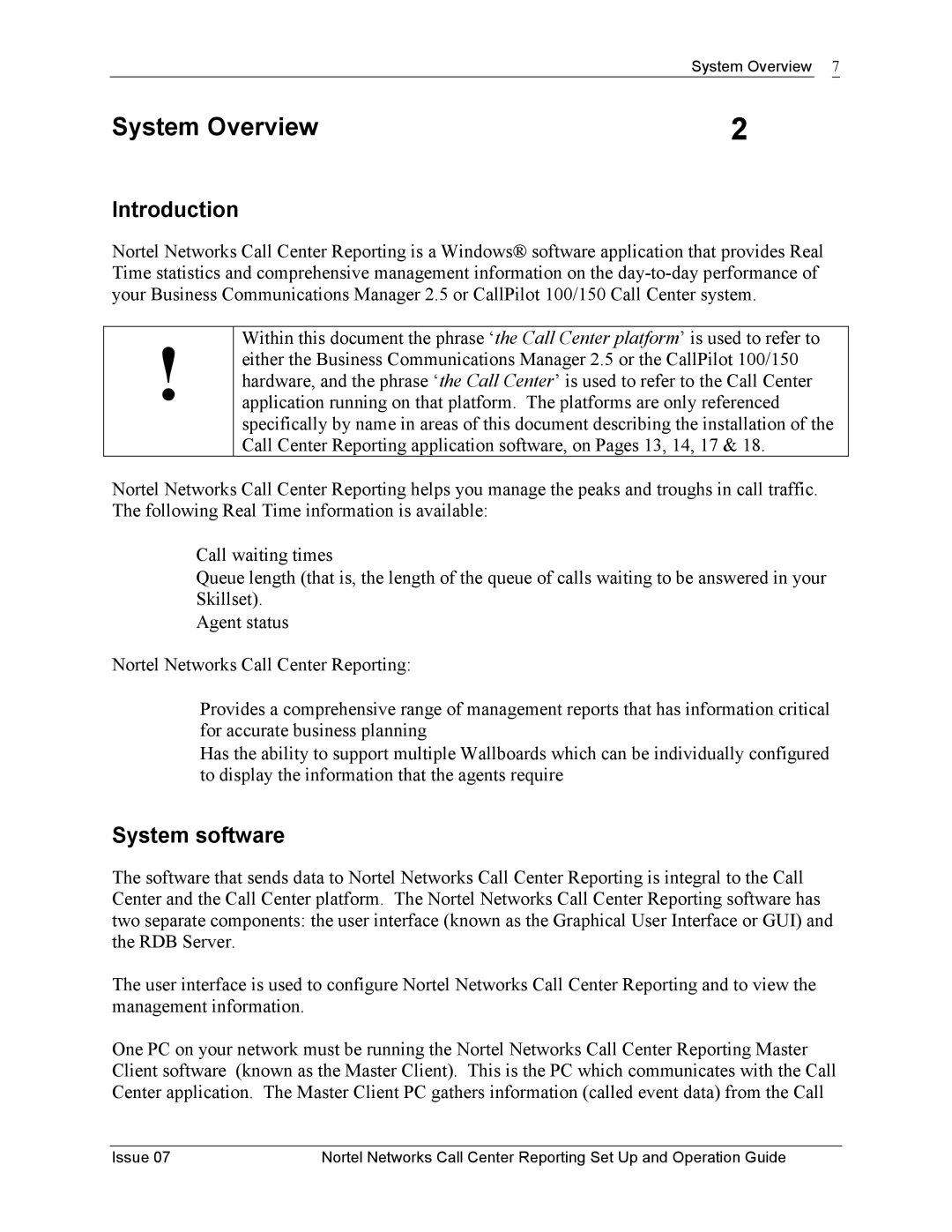 Nortel Networks P0919439 manual System Overview, System software 