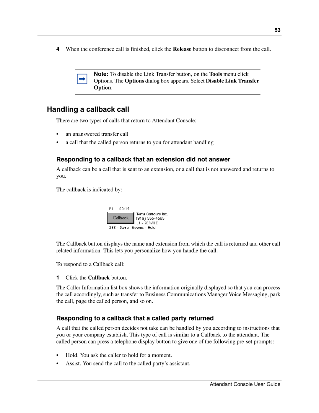 Nortel Networks P0936571 02 manual Handling a callback call, Responding to a callback that an extension did not answer 