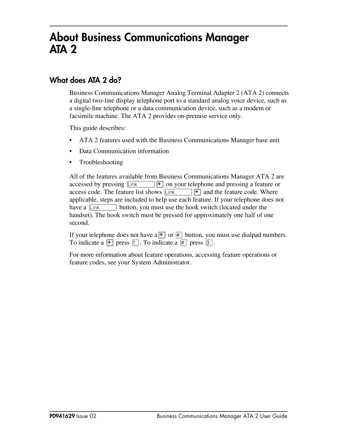 Nortel Networks P0941629 manual About Business Communications Manager ATA, What does ATA 2 do? 