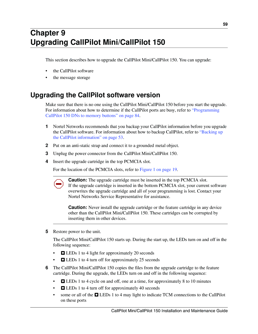 Nortel Networks P0990474 03 manual Chapter Upgrading CallPilot Mini/CallPilot, Upgrading the CallPilot software version 