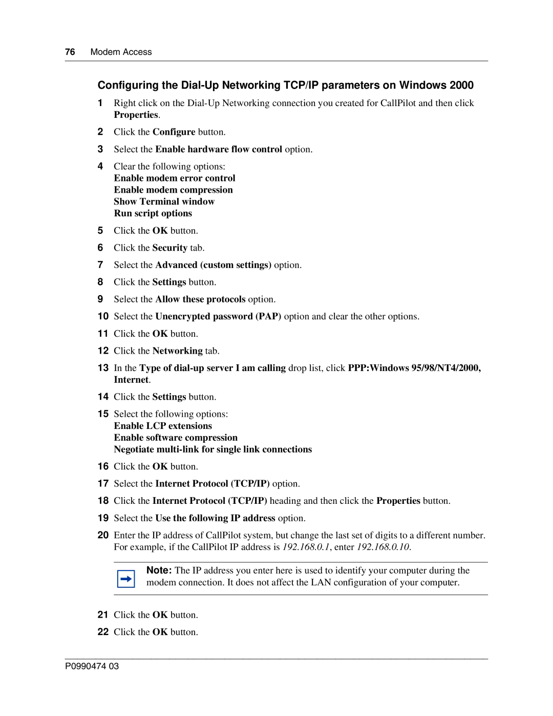 Nortel Networks P0990474 03 manual Select the Advanced custom settings option, Select the Allow these protocols option 