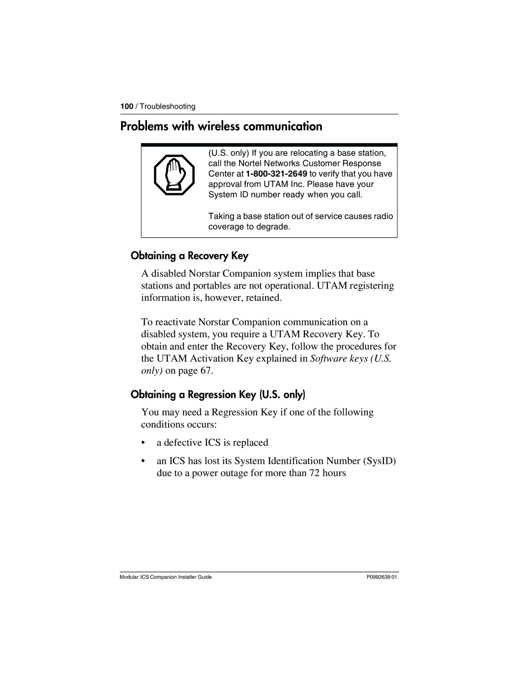 Nortel Networks P0992639 01 manual Problems with wireless communication, Obtaining a Recovery Key 