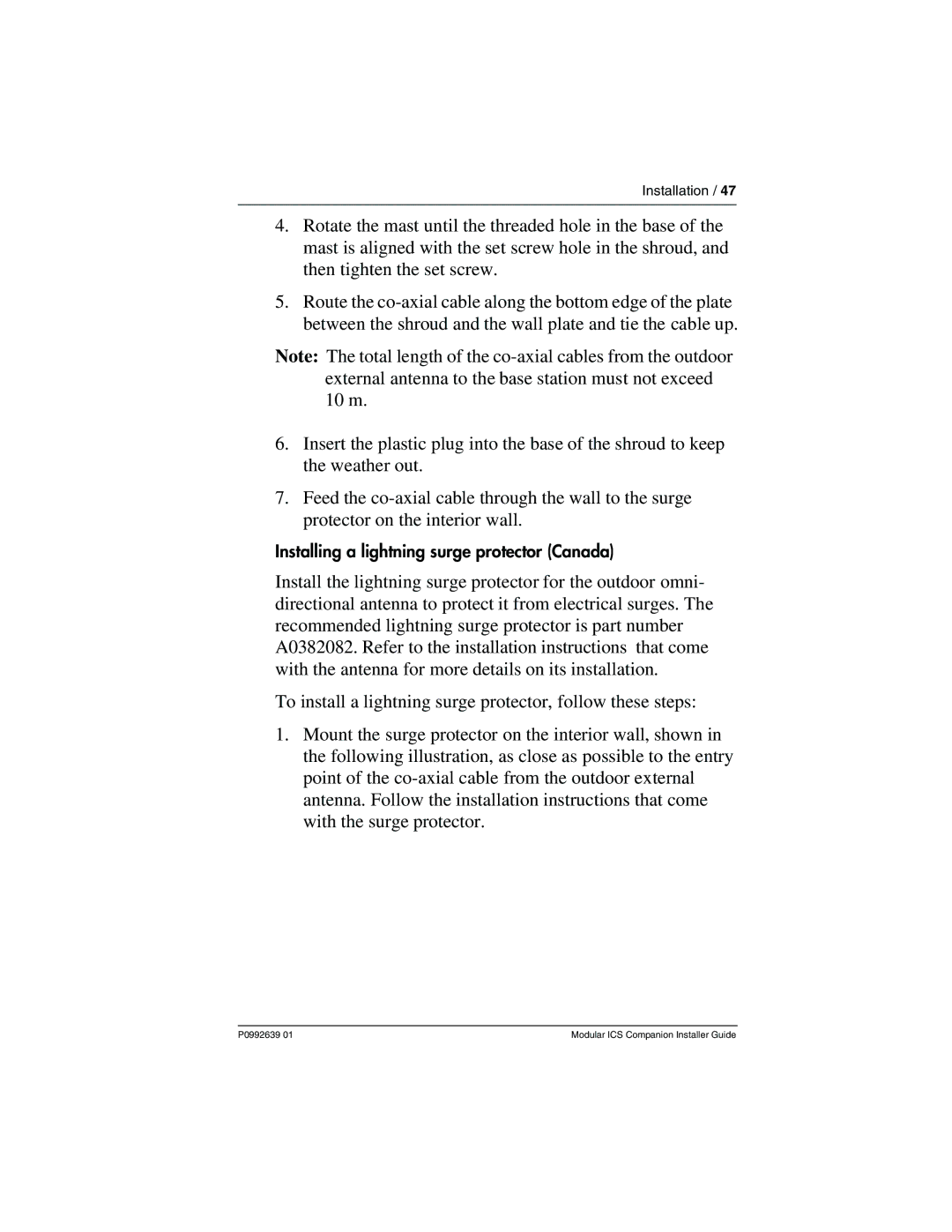 Nortel Networks P0992639 01 manual Installing a lightning surge protector Canada 