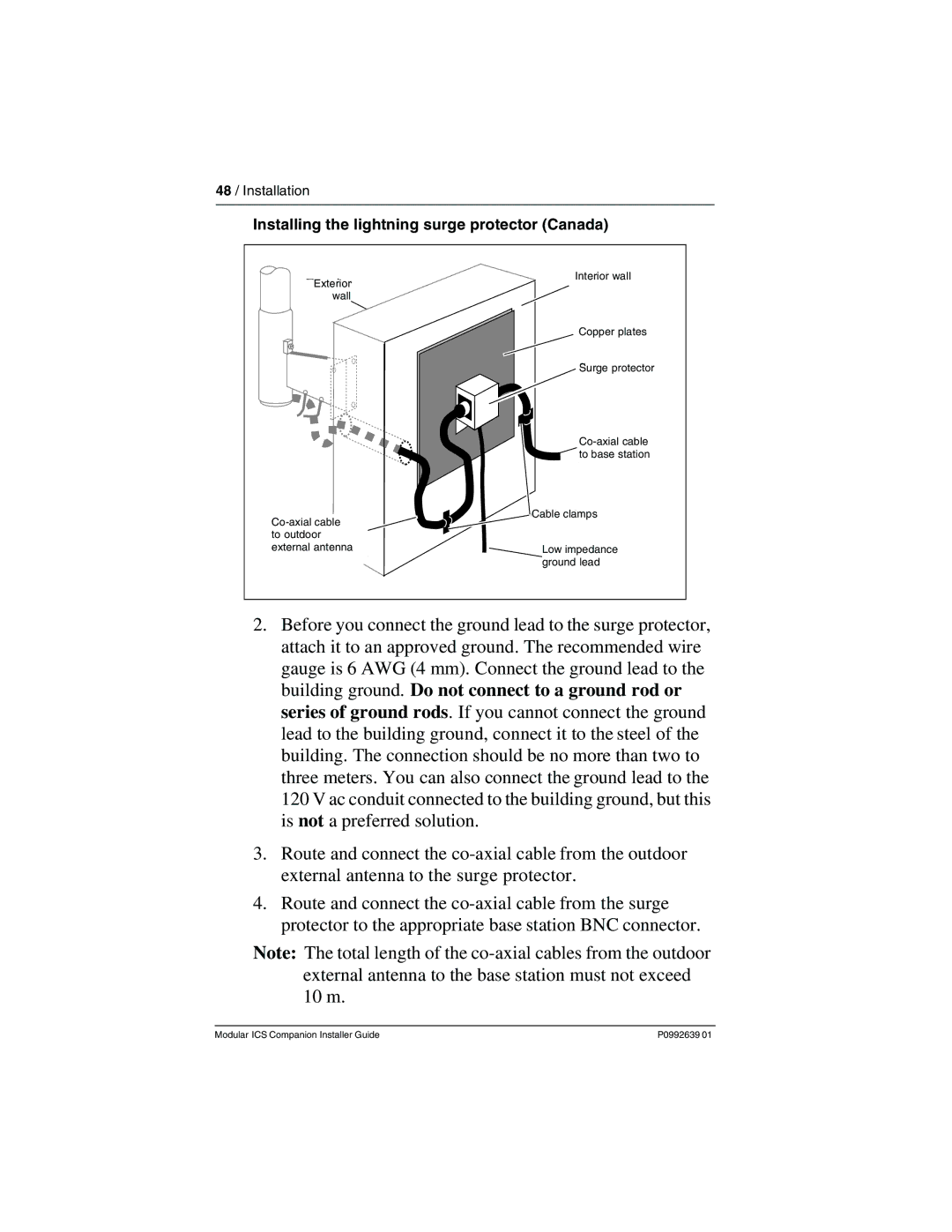 Nortel Networks P0992639 01 manual Installing the lightning surge protector Canada 