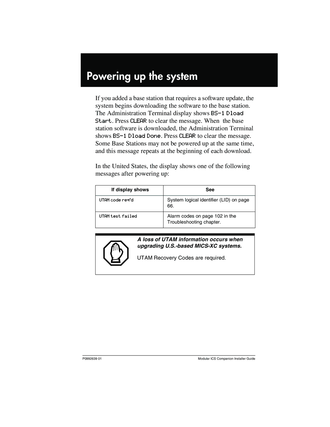 Nortel Networks P0992639 01 manual Powering up the system, If display shows See 