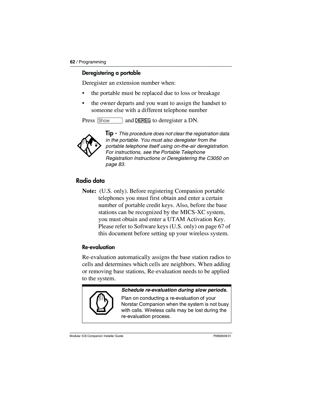 Nortel Networks P0992639 01 manual Radio data, Schedule re-evaluation during slow periods 