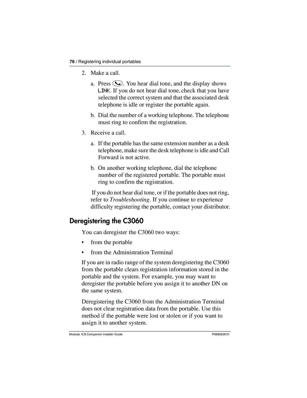 Nortel Networks P0992639 01 manual Deregistering the C3060 