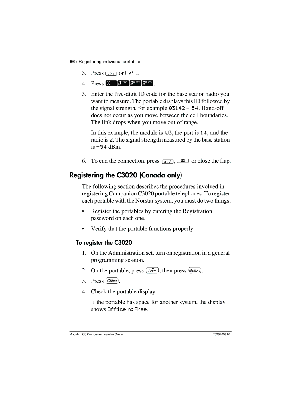 Nortel Networks P0992639 01 manual Registering the C3020 Canada only, To register the C3020 