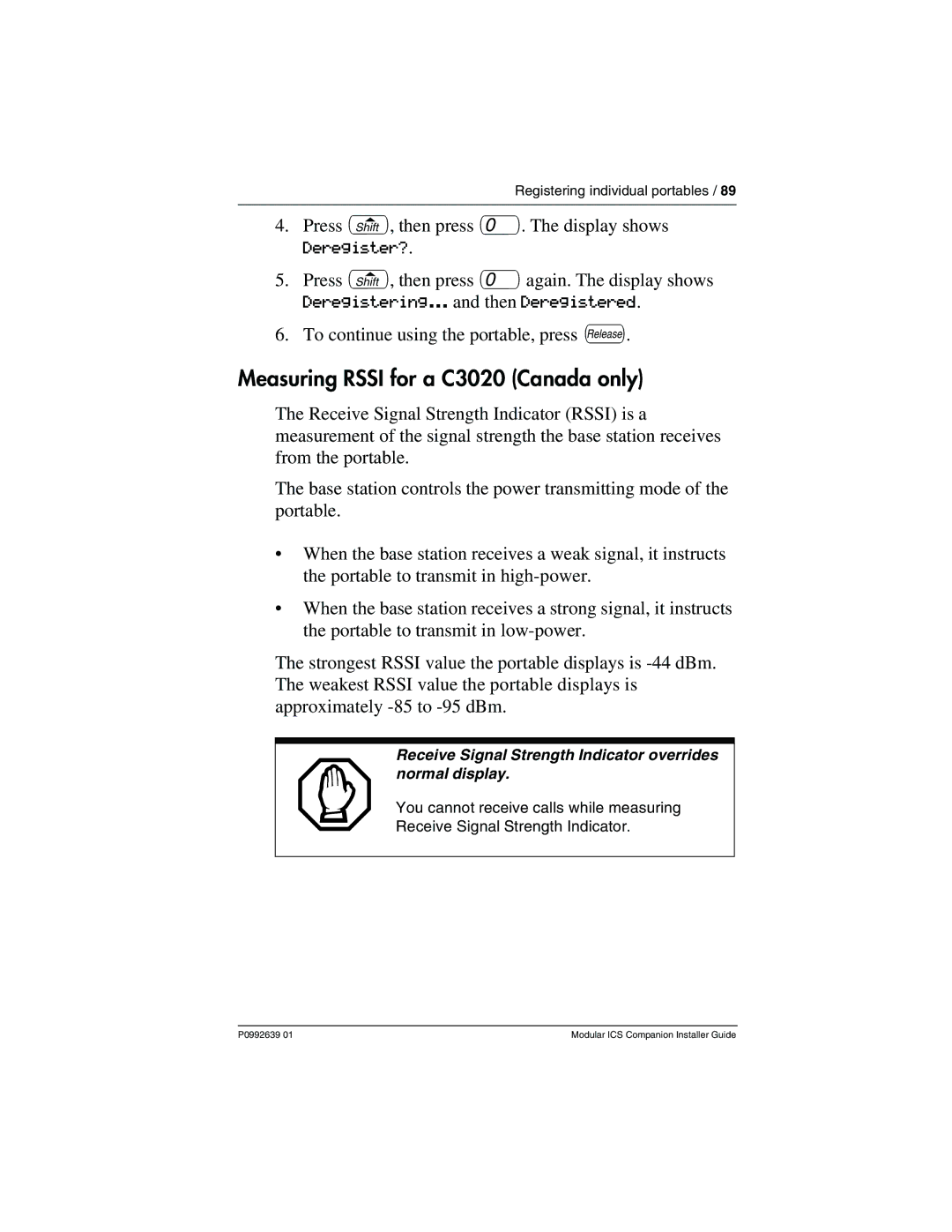 Nortel Networks P0992639 01 manual Measuring Rssi for a C3020 Canada only 