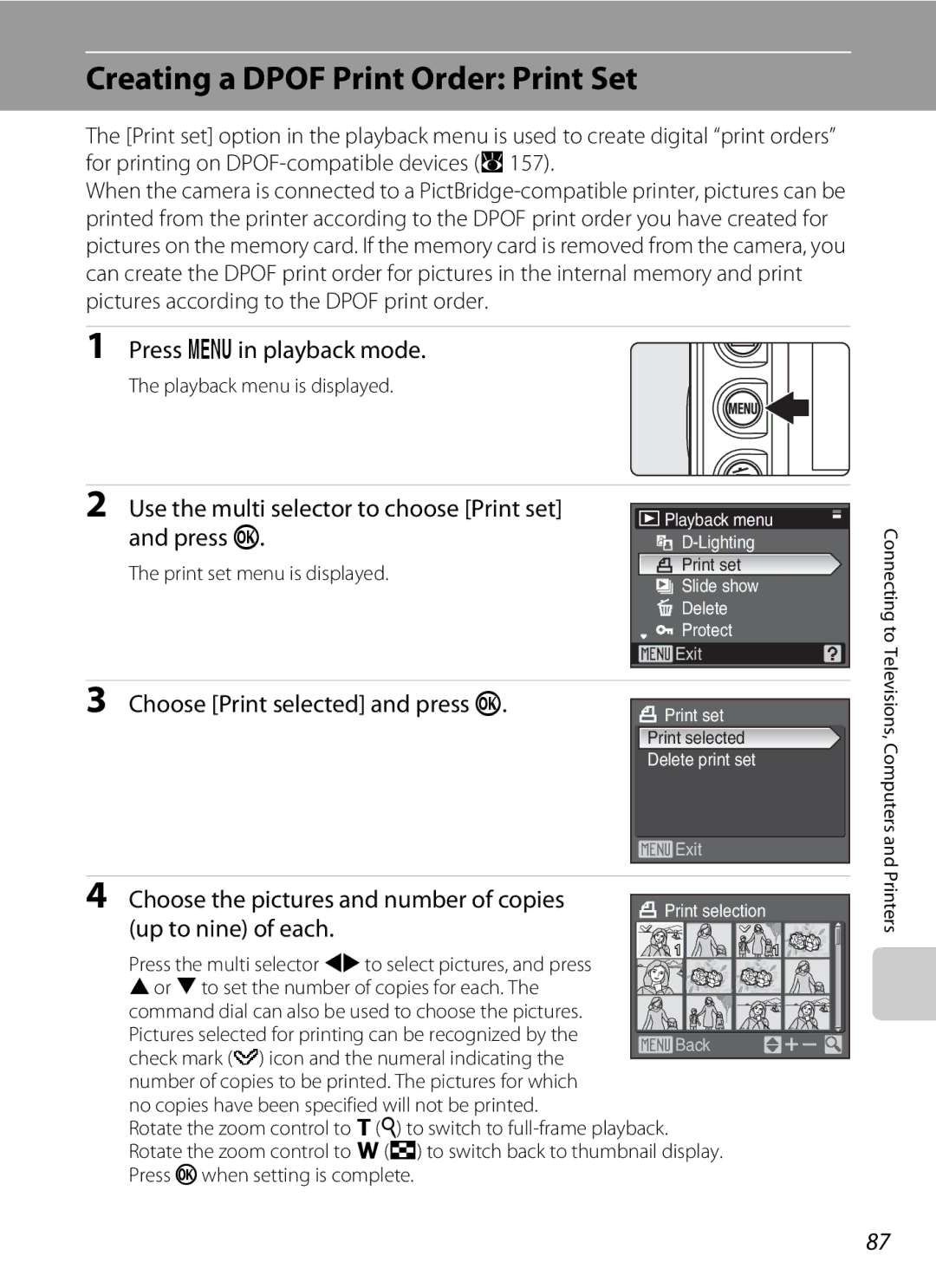 Nortel Networks P5100 user manual Creating a Dpof Print Order Print Set 