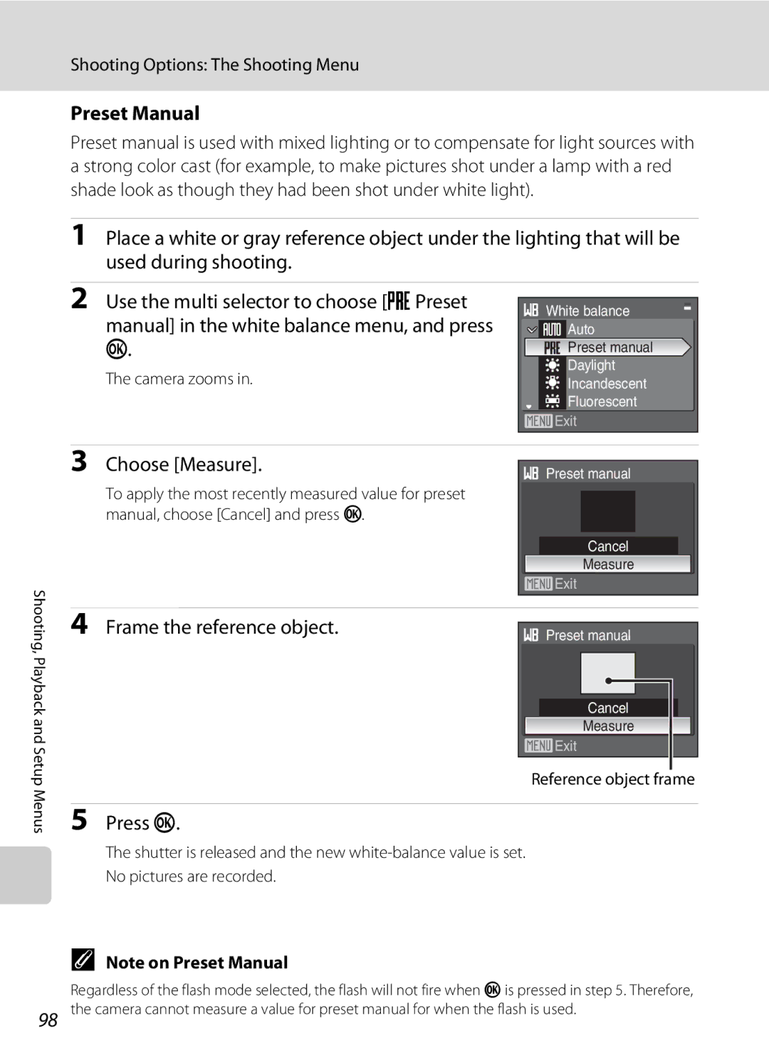 Nortel Networks P5100 user manual Preset Manual, Frame the reference object, Reference object frame 