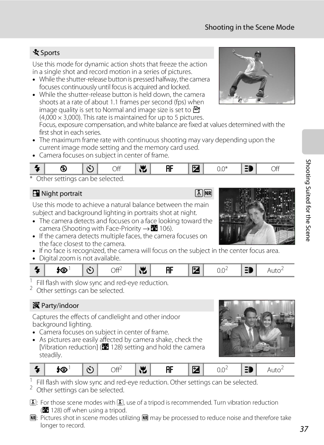 Nortel Networks P5100 user manual Sports, Camera focuses on subject in center of frame 