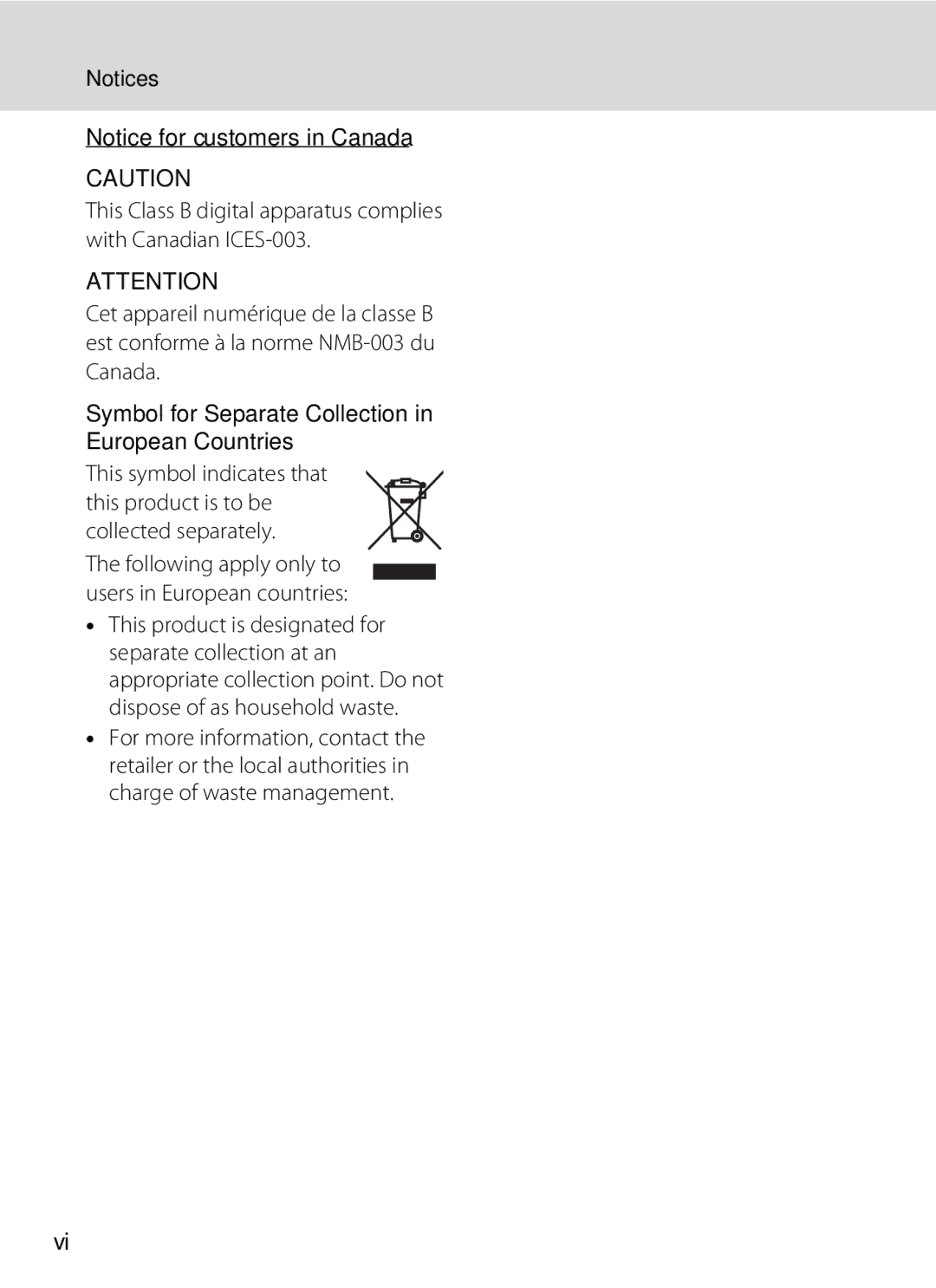 Nortel Networks P5100 user manual Symbol for Separate Collection in European Countries 