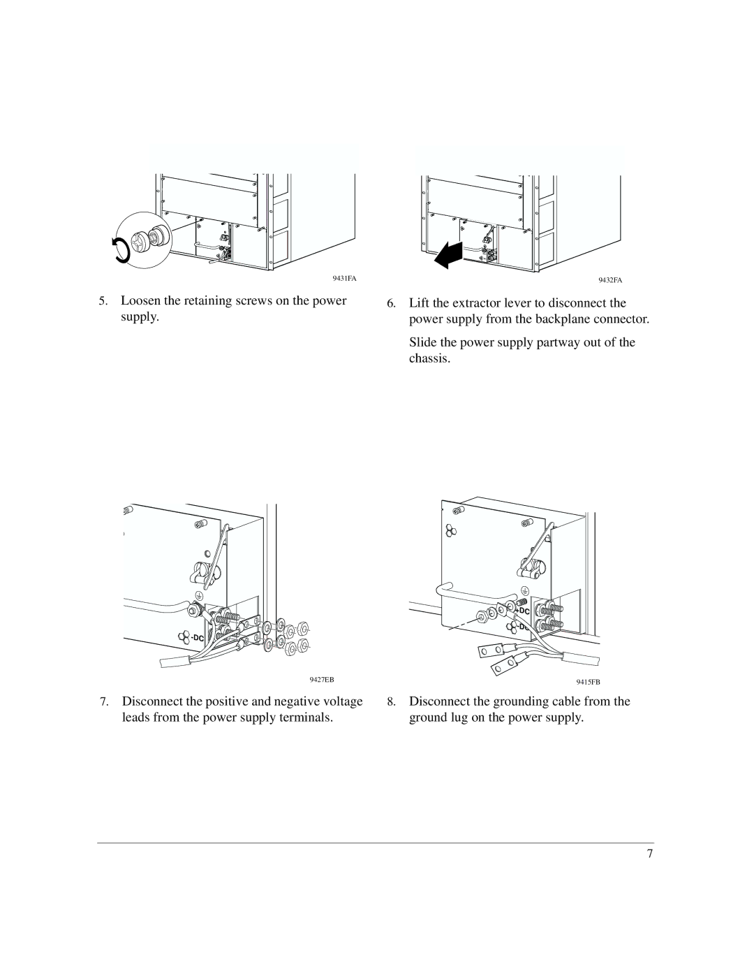 Nortel Networks Passport 8002PS manual Loosen the retaining screws on the power supply 