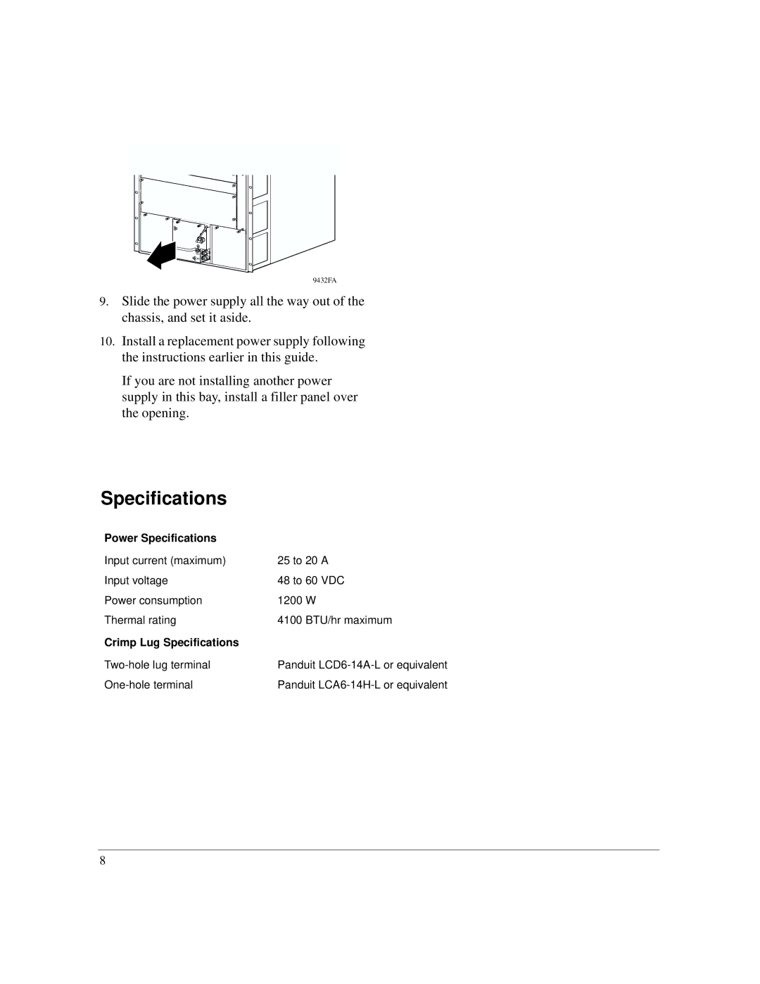 Nortel Networks Passport 8002PS manual Power Specifications 