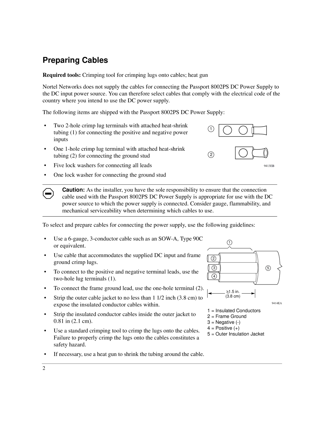 Nortel Networks Passport 8002PS manual Preparing Cables 